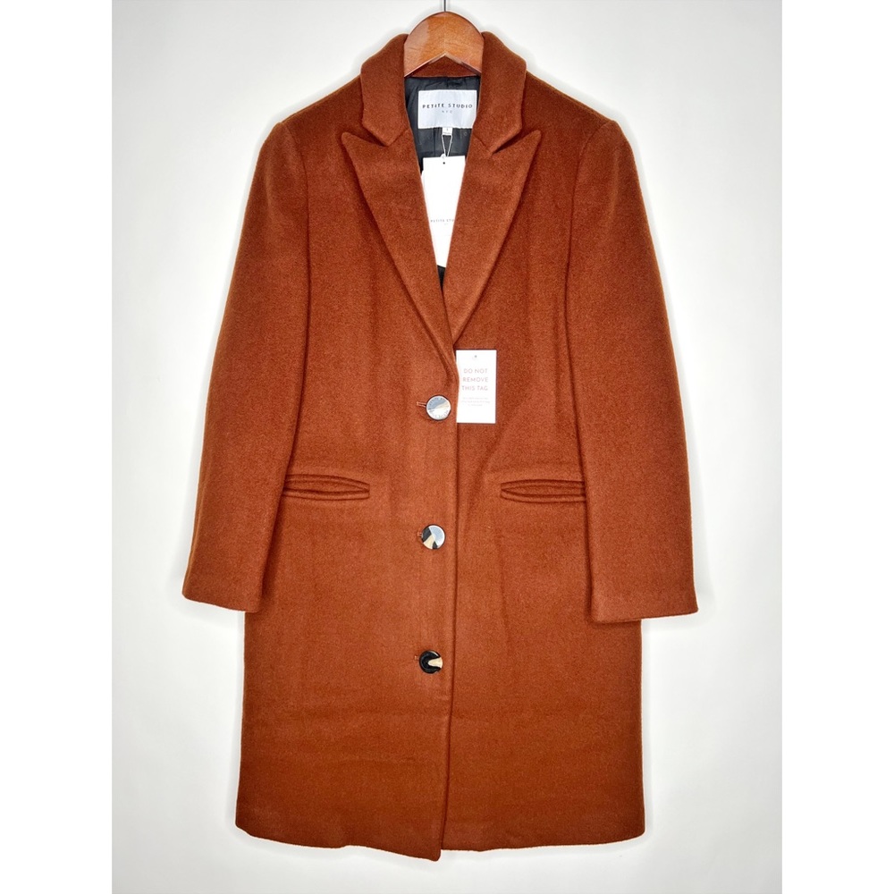Petite Studio Brenna Wool Coat Cinnamon Brown Fall Winter Classic New Size Small